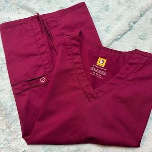 WonderWink Women's Wonderwork V-Neck Scrub Top- Eggplant